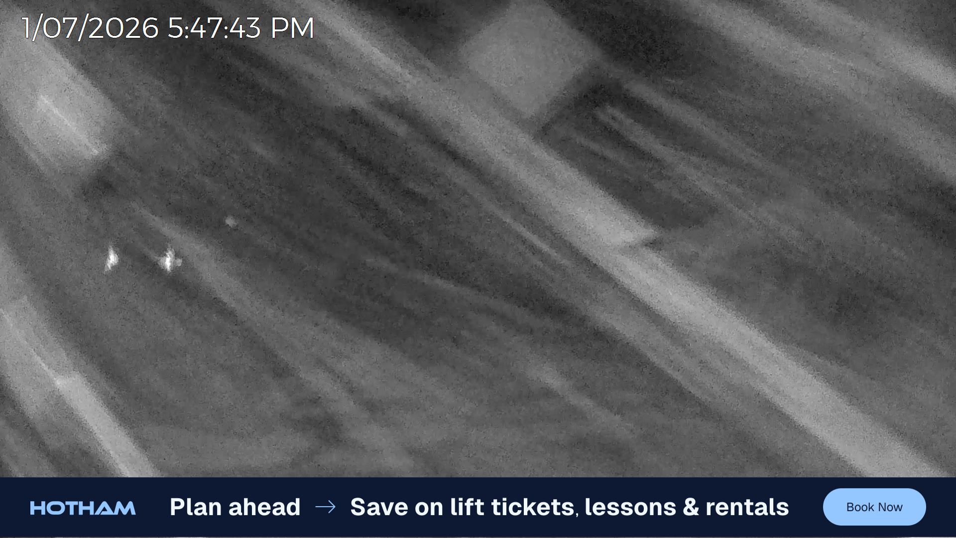 Mt Hotham Skating Rink snow cam captured at 1 July 2026 at 5:53 pm AEST