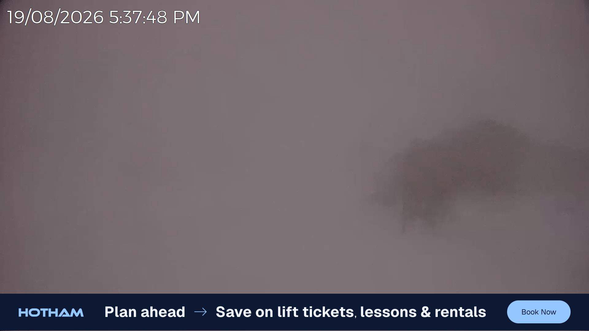 Mt Hotham Skating Rink snow cam captured at 19 August 2026 at 5:47 pm AEST
