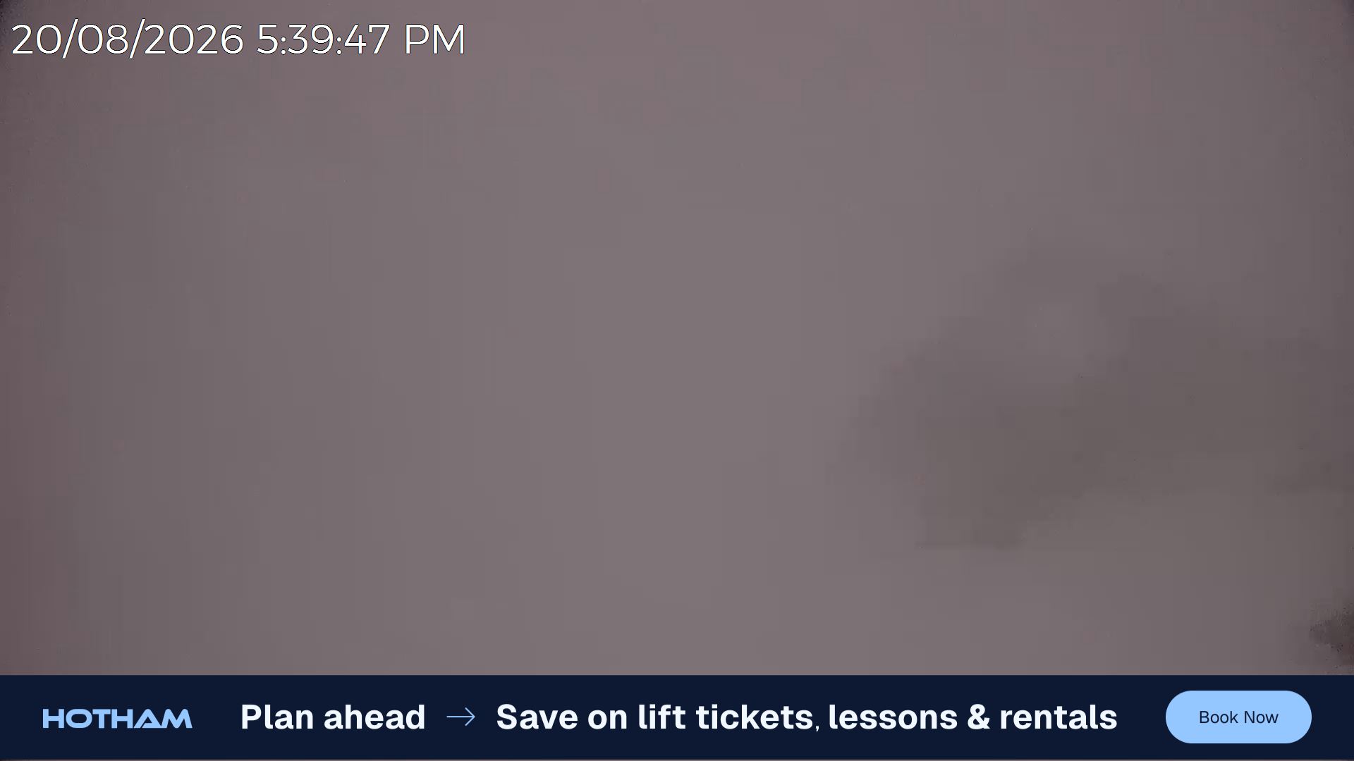 Mt Hotham Skating Rink snow cam captured at 20 August 2026 at 5:48 pm AEST
