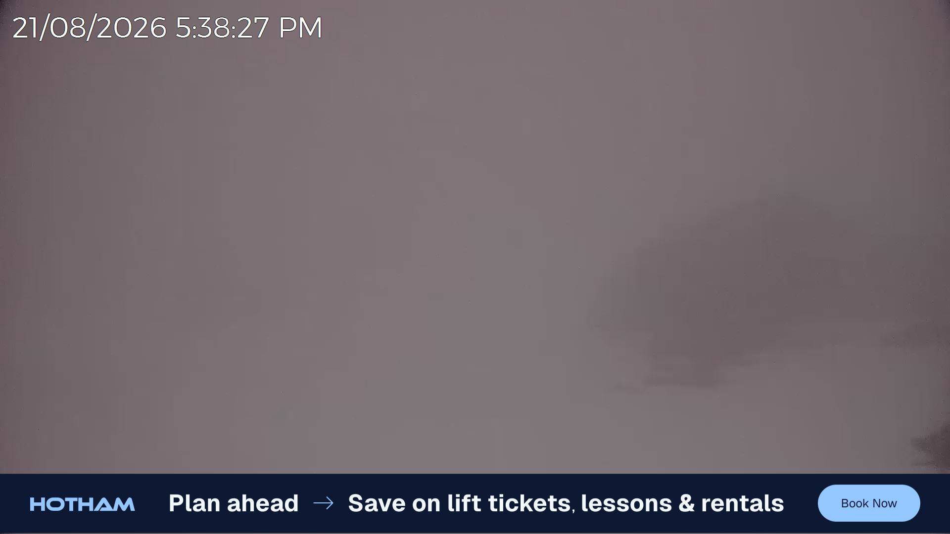 Mt Hotham Skating Rink snow cam captured at 21 August 2026 at 5:38 pm AEST