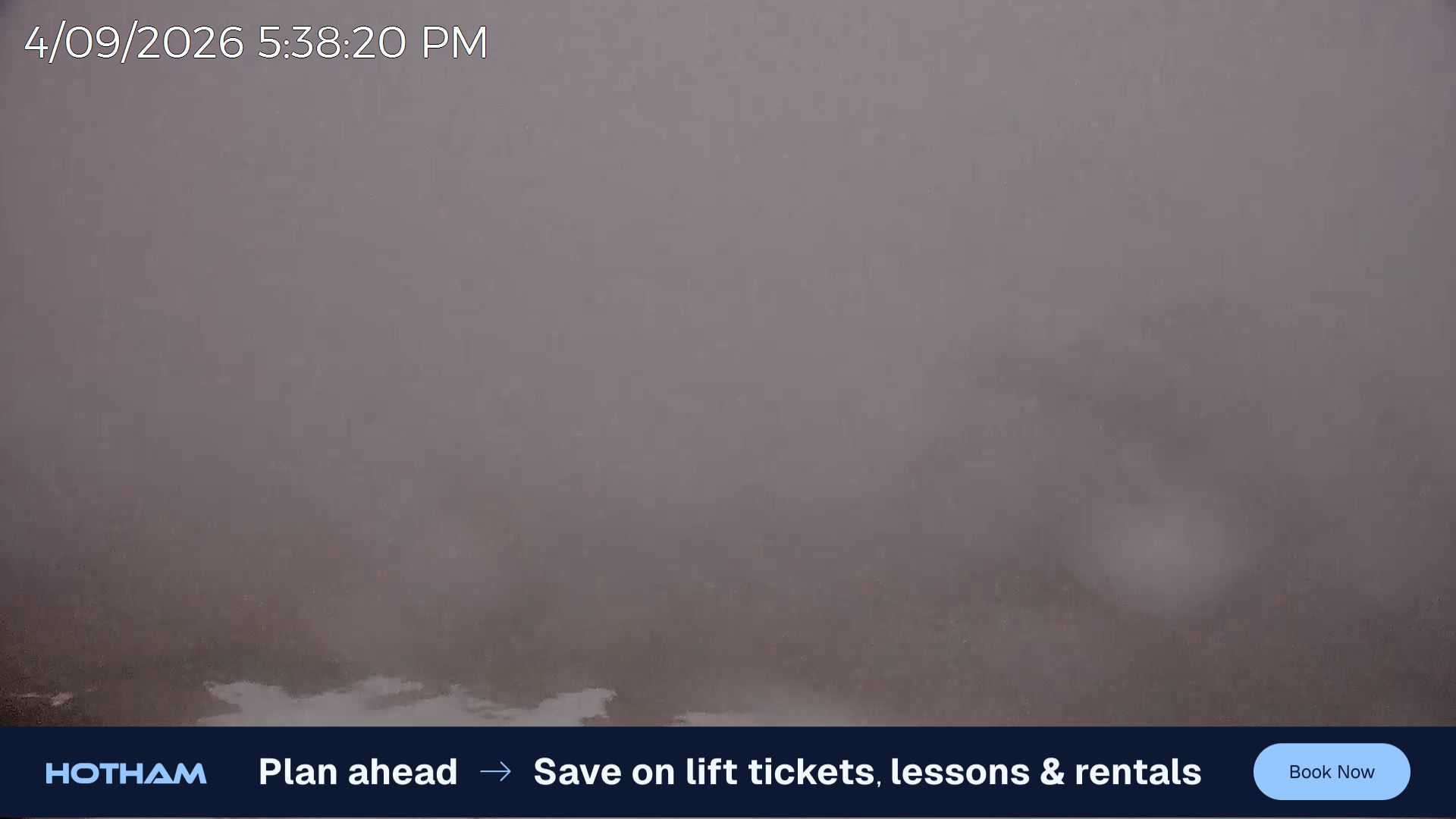 Mt Hotham Skating Rink snow cam captured at 4 September 2026 at 5:43 pm AEST