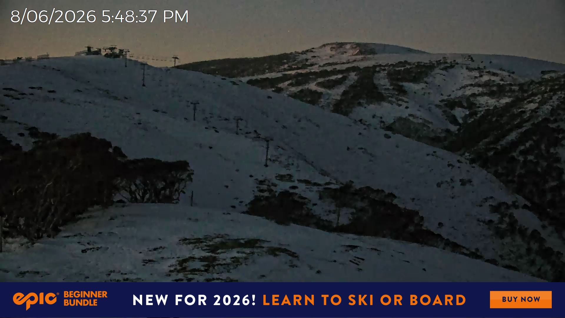 Mt Hotham Gotcha snow cam captured at 8 June 2026 at 5:51 pm AEST