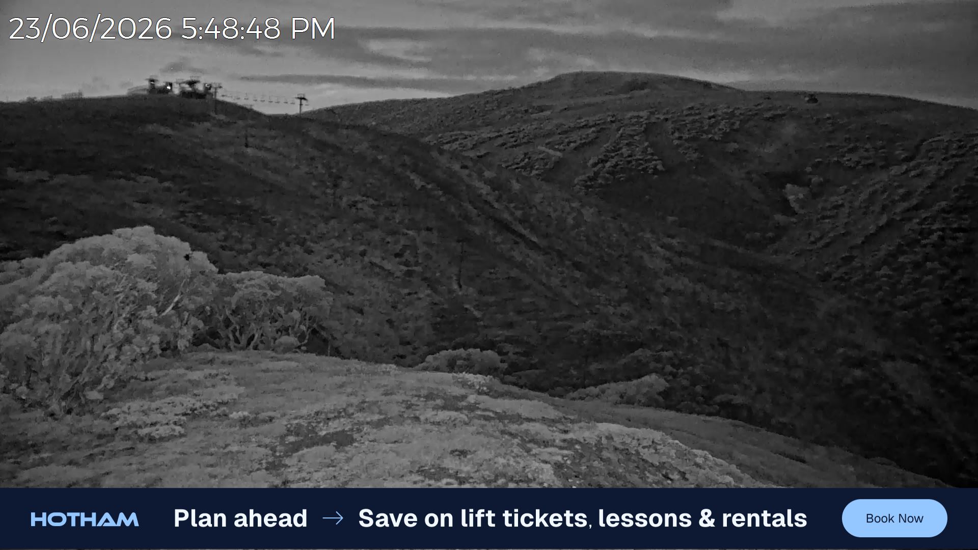 Mt Hotham Gotcha snow cam captured at 23 June 2026 at 5:52 pm AEST
