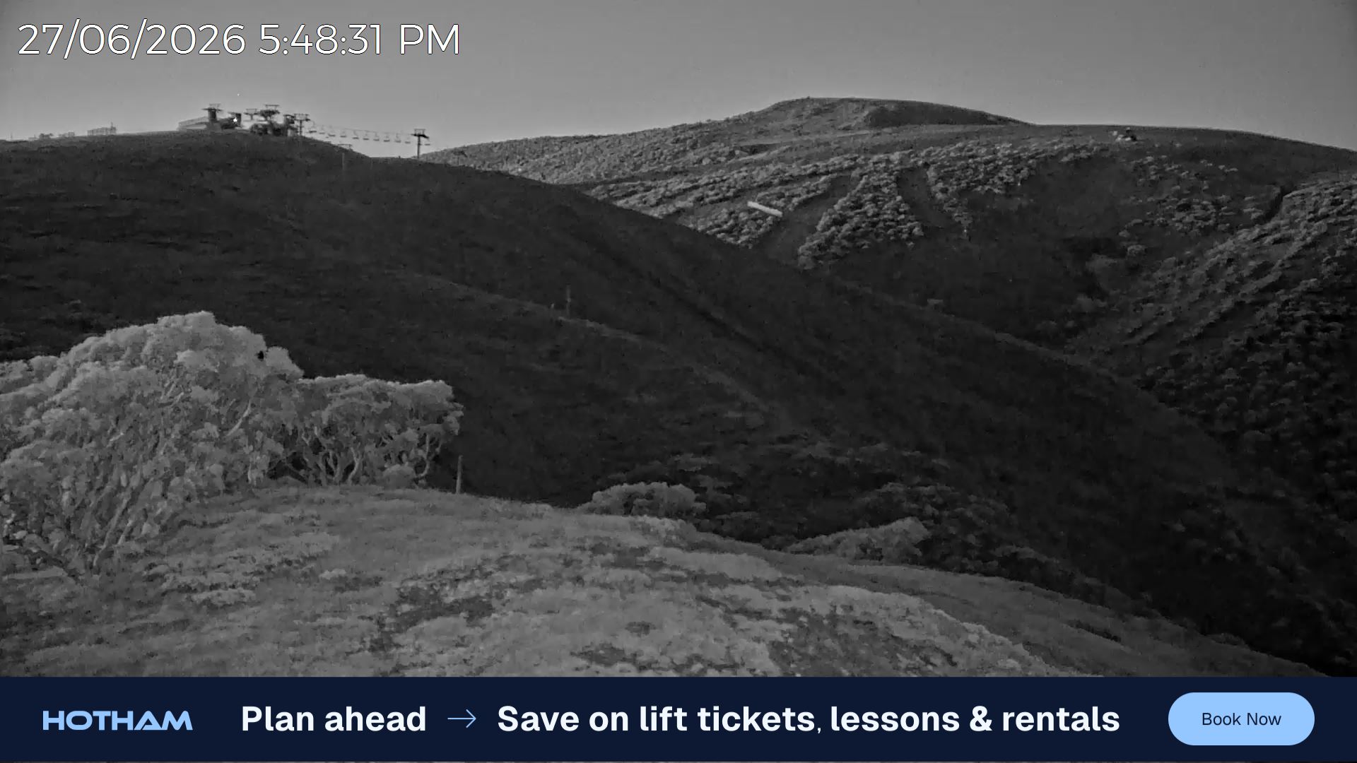 Mt Hotham Gotcha snow cam captured at 27 June 2026 at 5:50 pm AEST