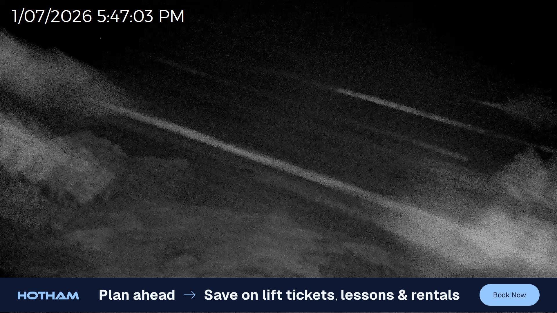 Mt Hotham Gotcha snow cam captured at 1 July 2026 at 5:47 pm AEST