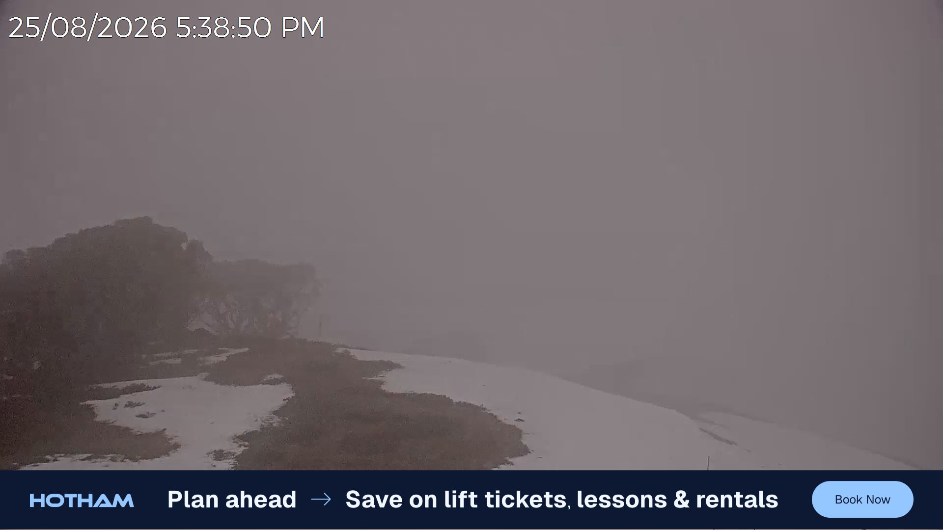 Mt Hotham Gotcha snow cam captured at 25 August 2026 at 5:44 pm AEST