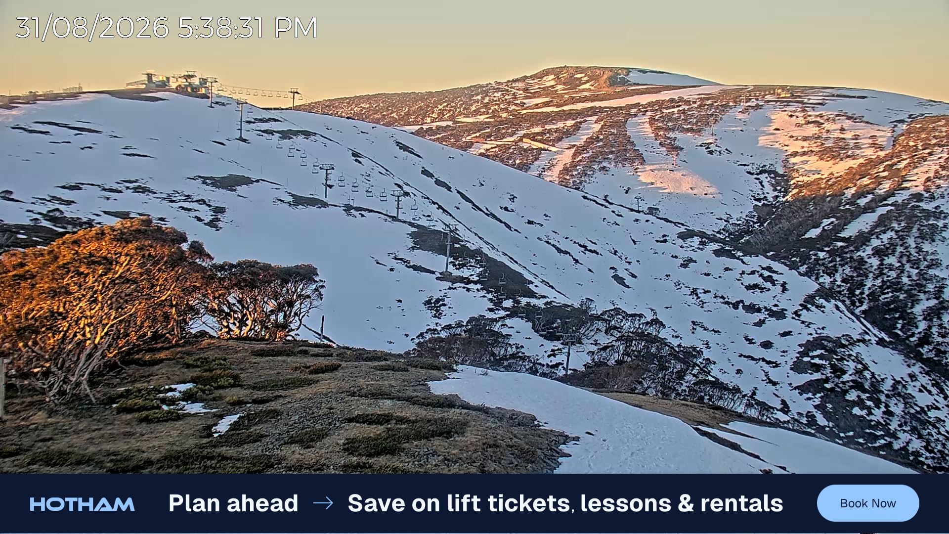 Mt Hotham Gotcha snow cam captured at 31 August 2026 at 5:41 pm AEST