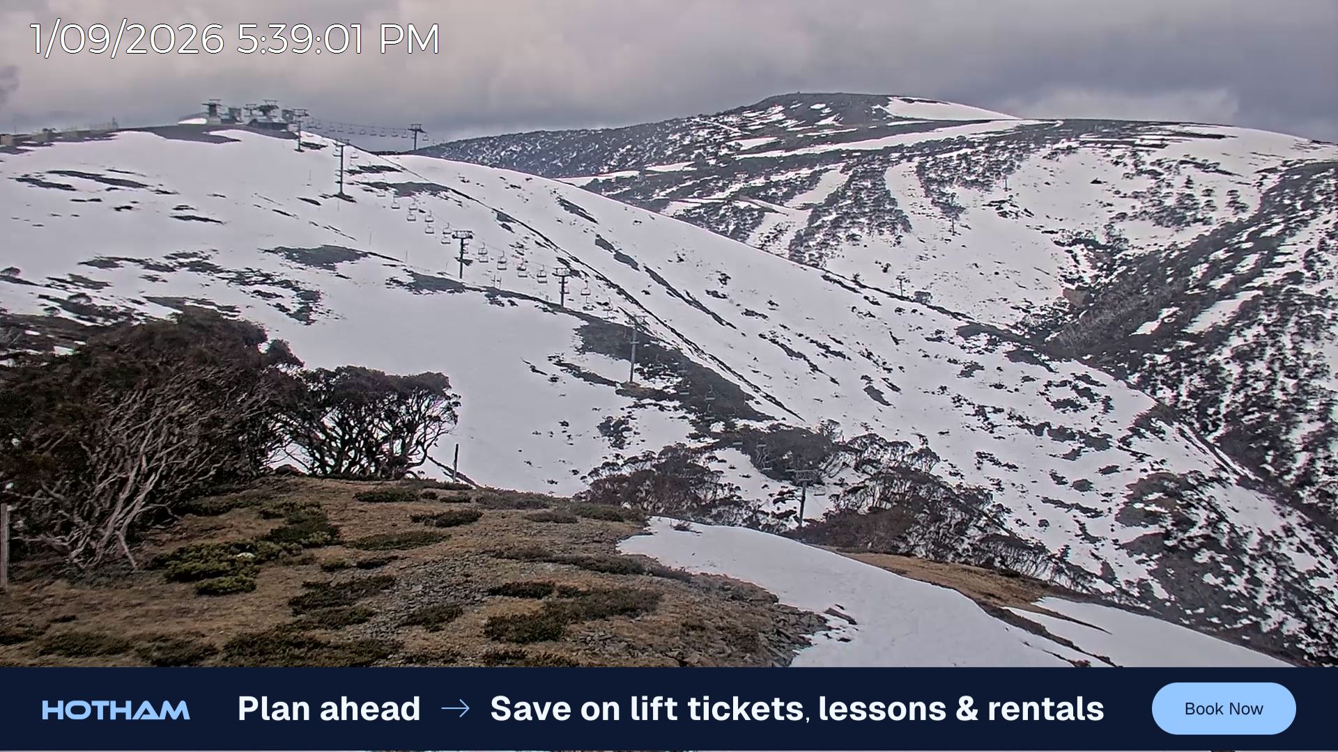 Mt Hotham Gotcha snow cam captured at 1 September 2026 at 5:41 pm AEST