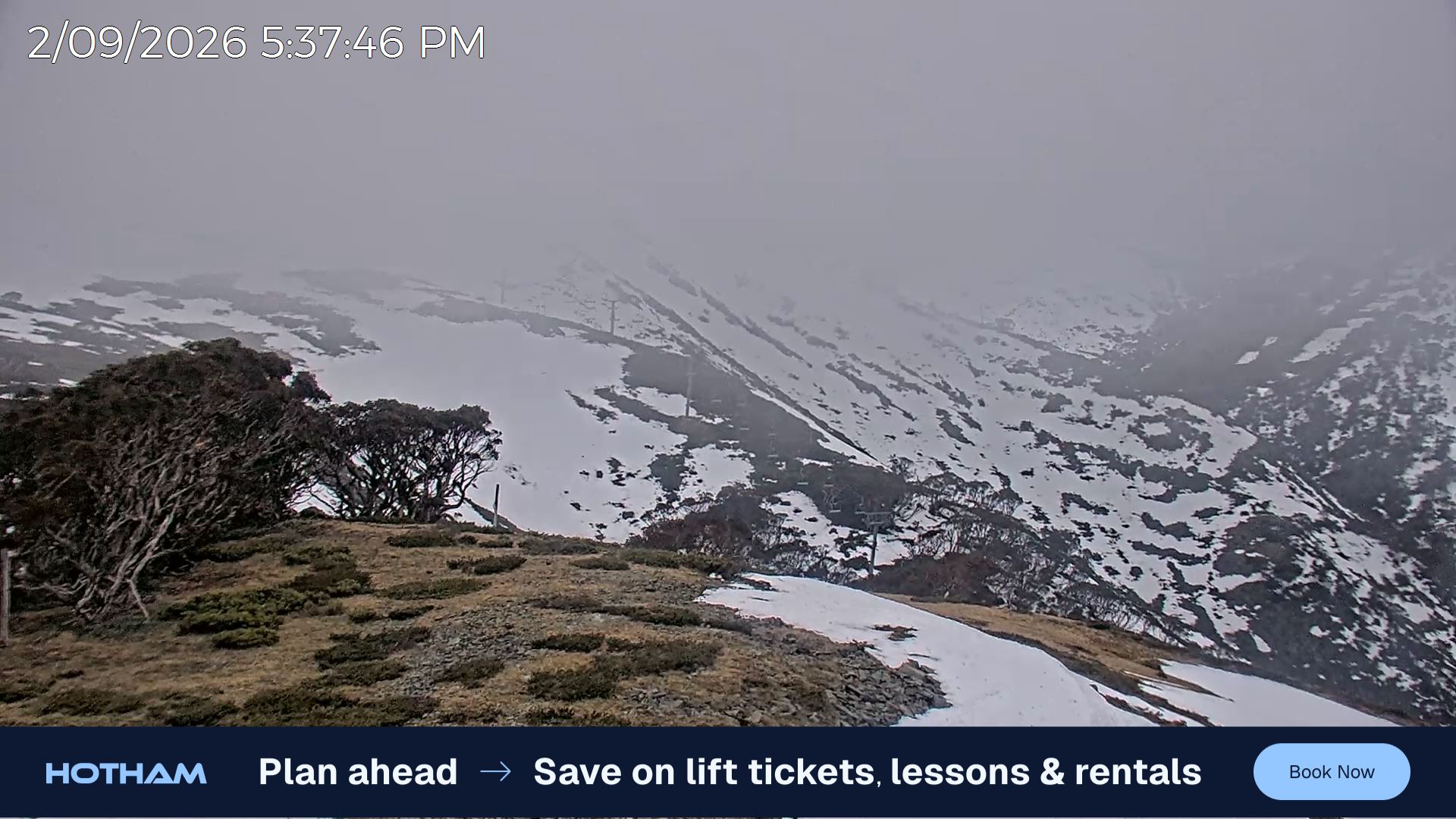 Mt Hotham Gotcha snow cam captured at 2 September 2026 at 5:42 pm AEST