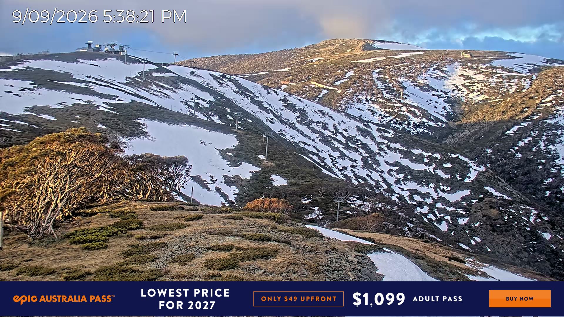 Mt Hotham Gotcha snow cam captured at 9 September 2026 at 5:45 pm AEST