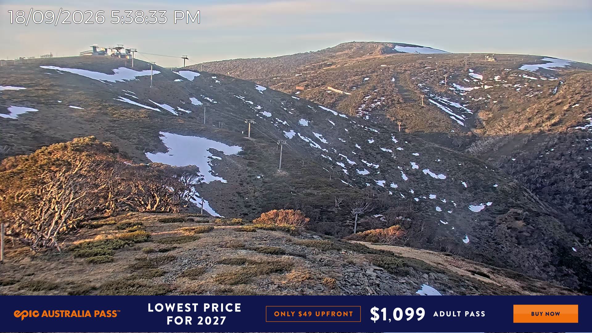 Mt Hotham Gotcha snow cam captured at 18 September 2026 at 5:45 pm AEST