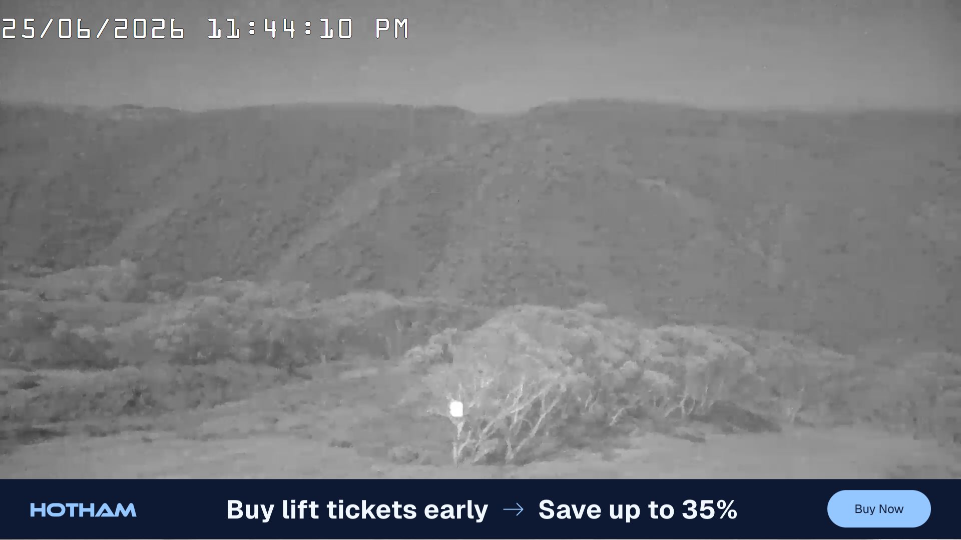 Mt Hotham Golden Point snow cam captured at 25 June 2026 at 11:46 pm AEST