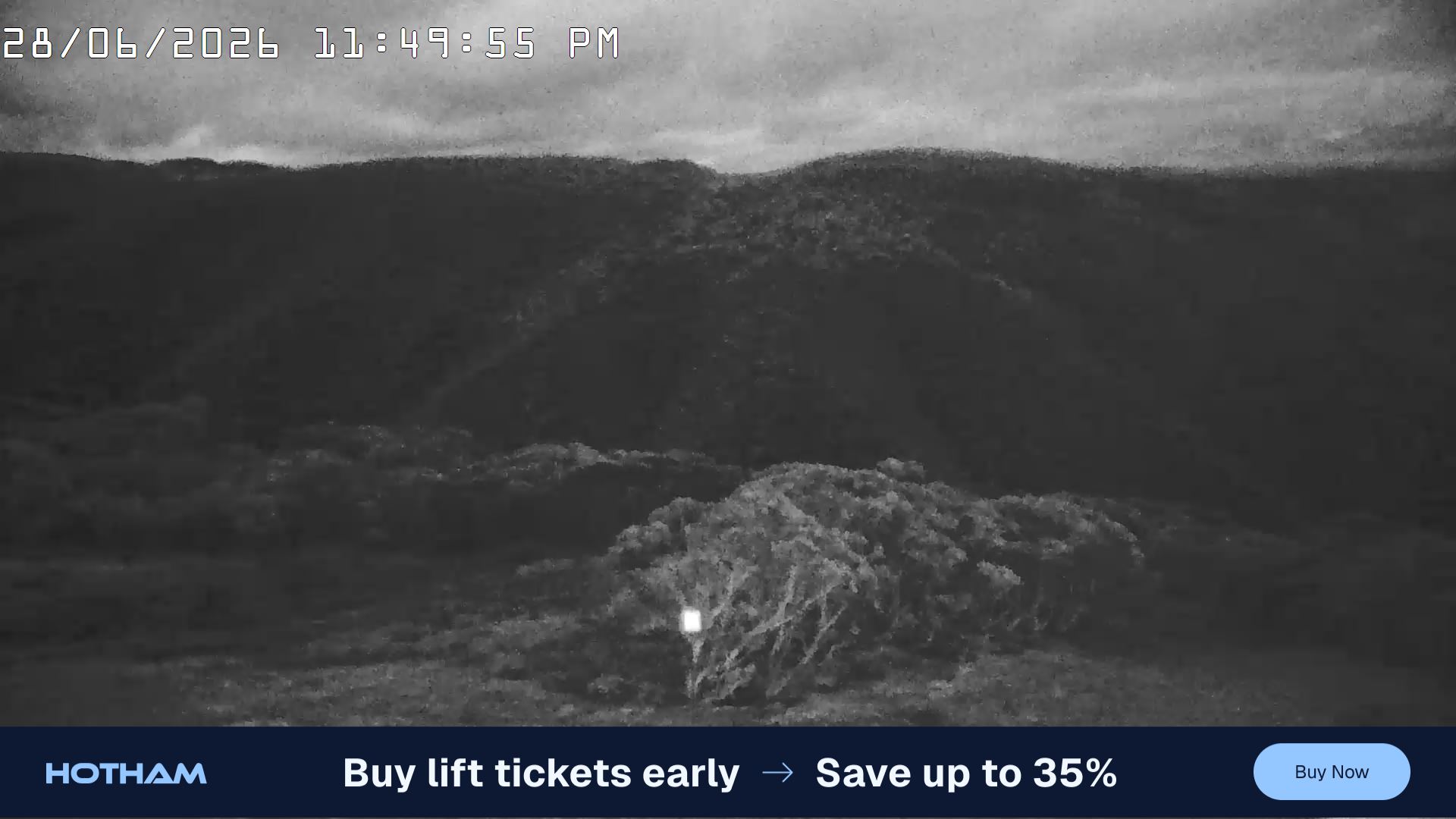 Mt Hotham Golden Point snow cam captured at 28 June 2026 at 11:55 pm AEST