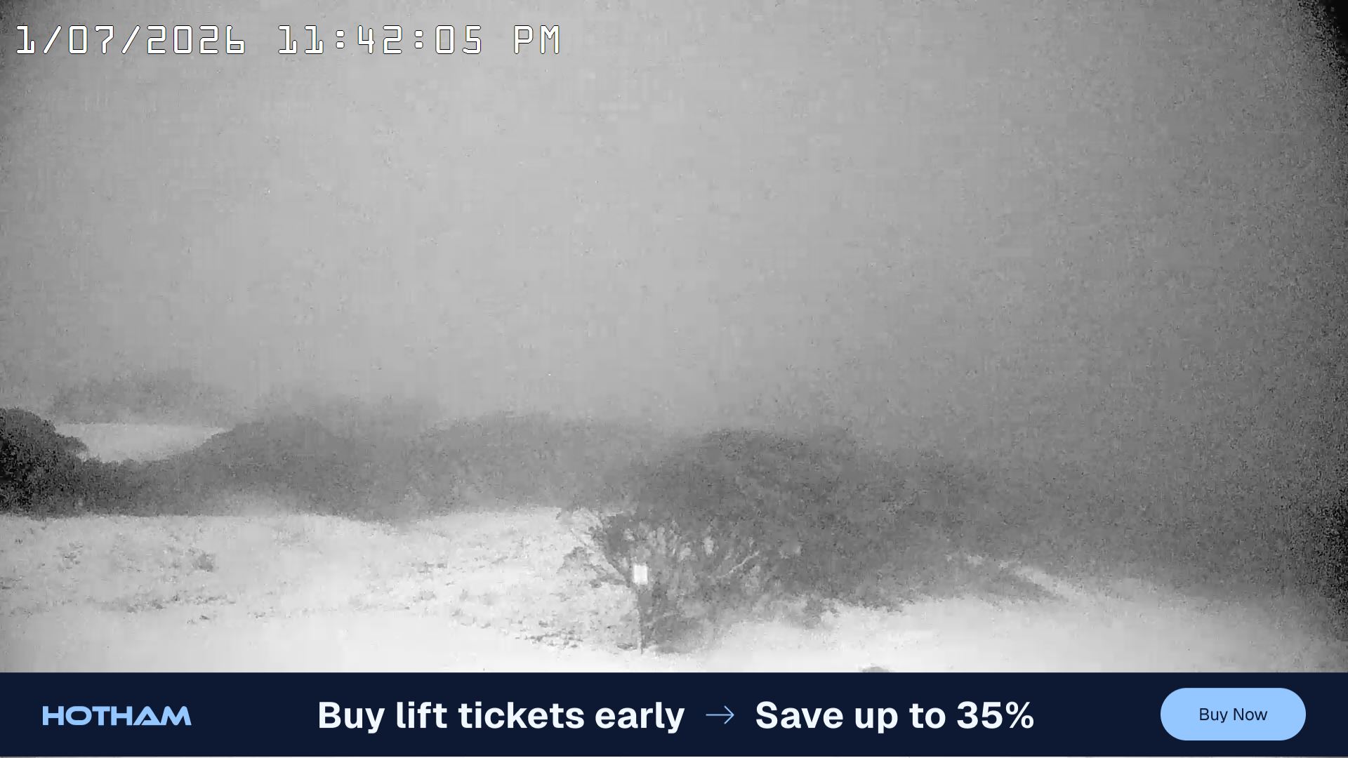 Mt Hotham Golden Point snow cam captured at 1 July 2026 at 11:52 pm AEST