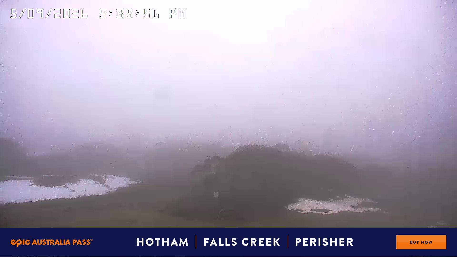 Mt Hotham Golden Point snow cam captured at 5 September 2026 at 5:41 pm AEST