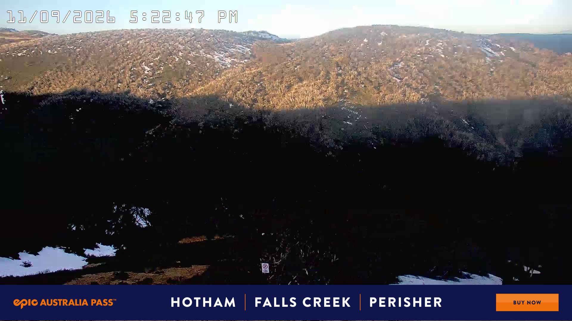 Mt Hotham Golden Point snow cam captured at 11 September 2026 at 5:26 pm AEST