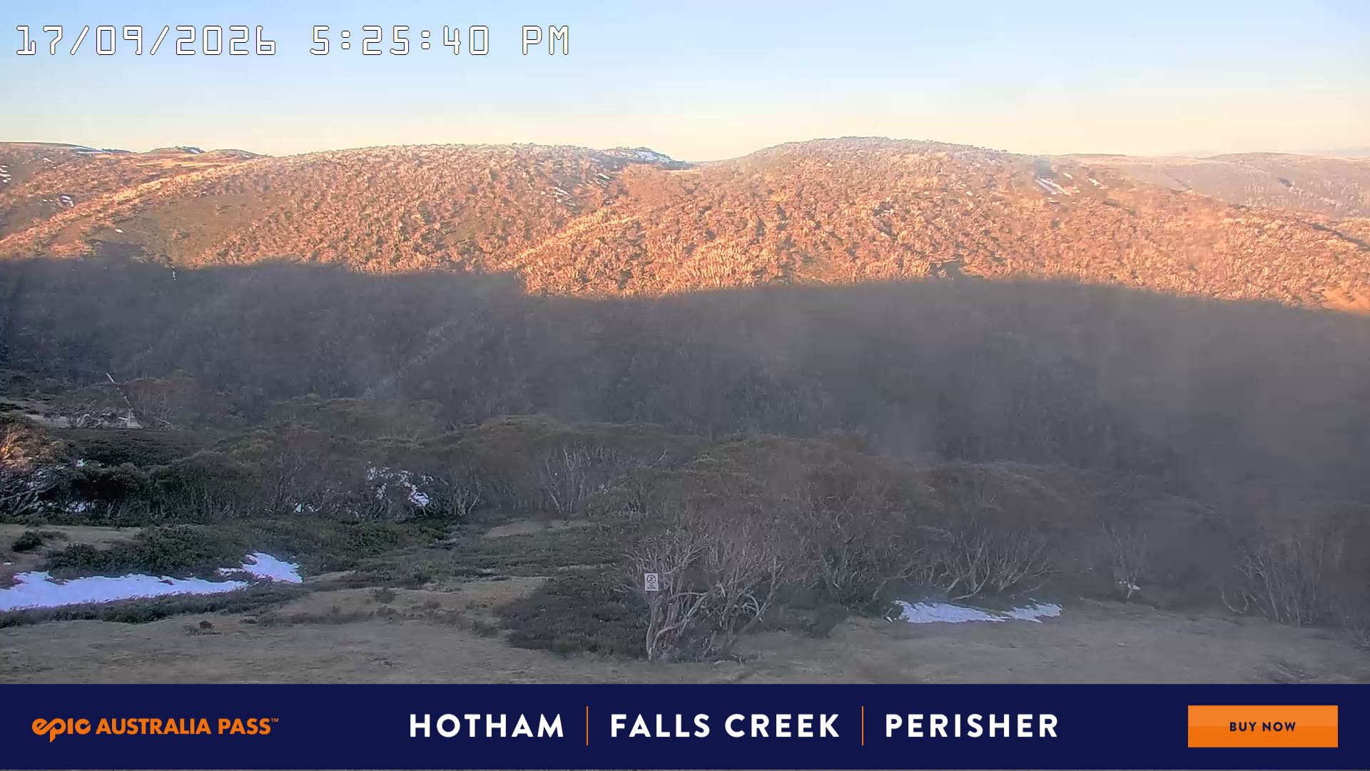 Mt Hotham Golden Point snow cam captured at 17 September 2026 at 5:33 pm AEST