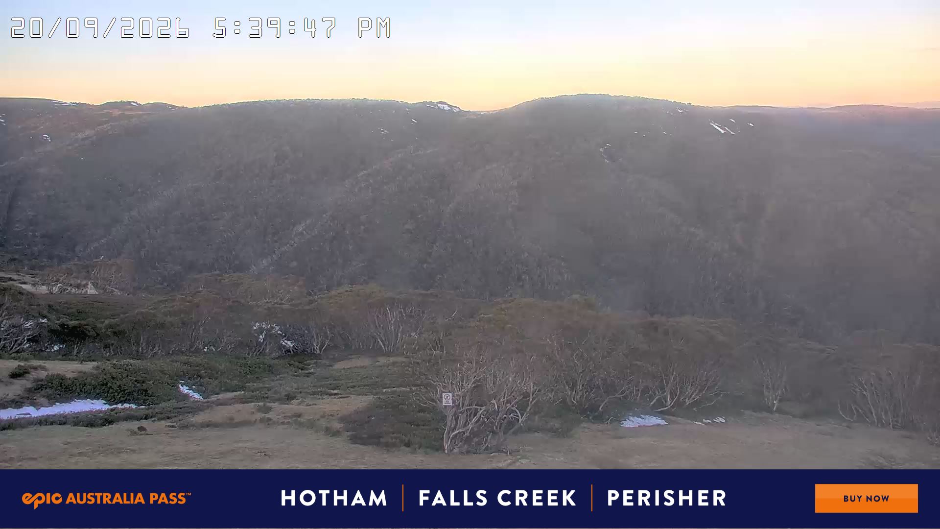 Mt Hotham Golden Point snow cam captured at 20 September 2026 at 5:41 pm AEST