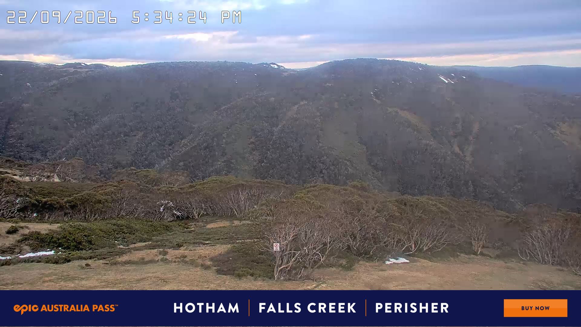 Mt Hotham Golden Point snow cam captured at 22 September 2026 at 5:40 pm AEST