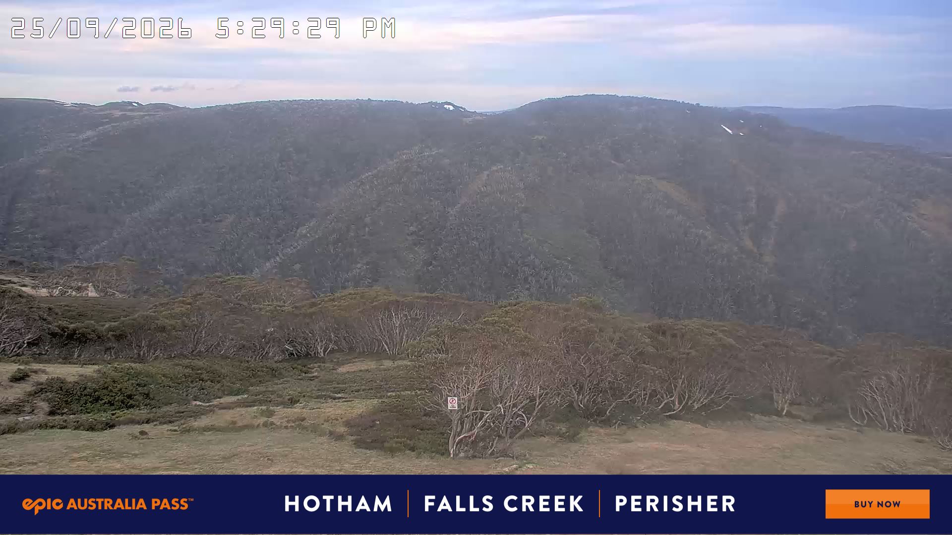 Mt Hotham Golden Point snow cam captured at 25 September 2026 at 5:36 pm AEST
