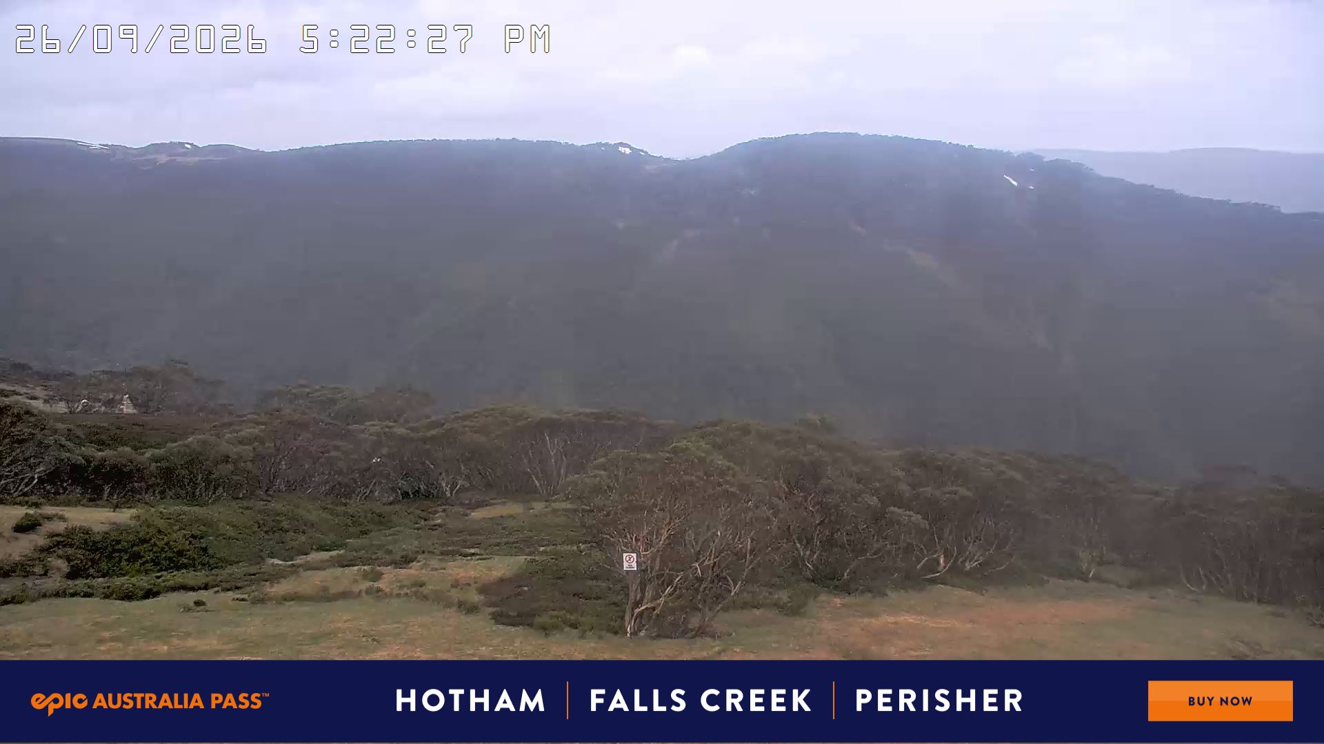 Mt Hotham Golden Point snow cam captured at 26 September 2026 at 5:26 pm AEST