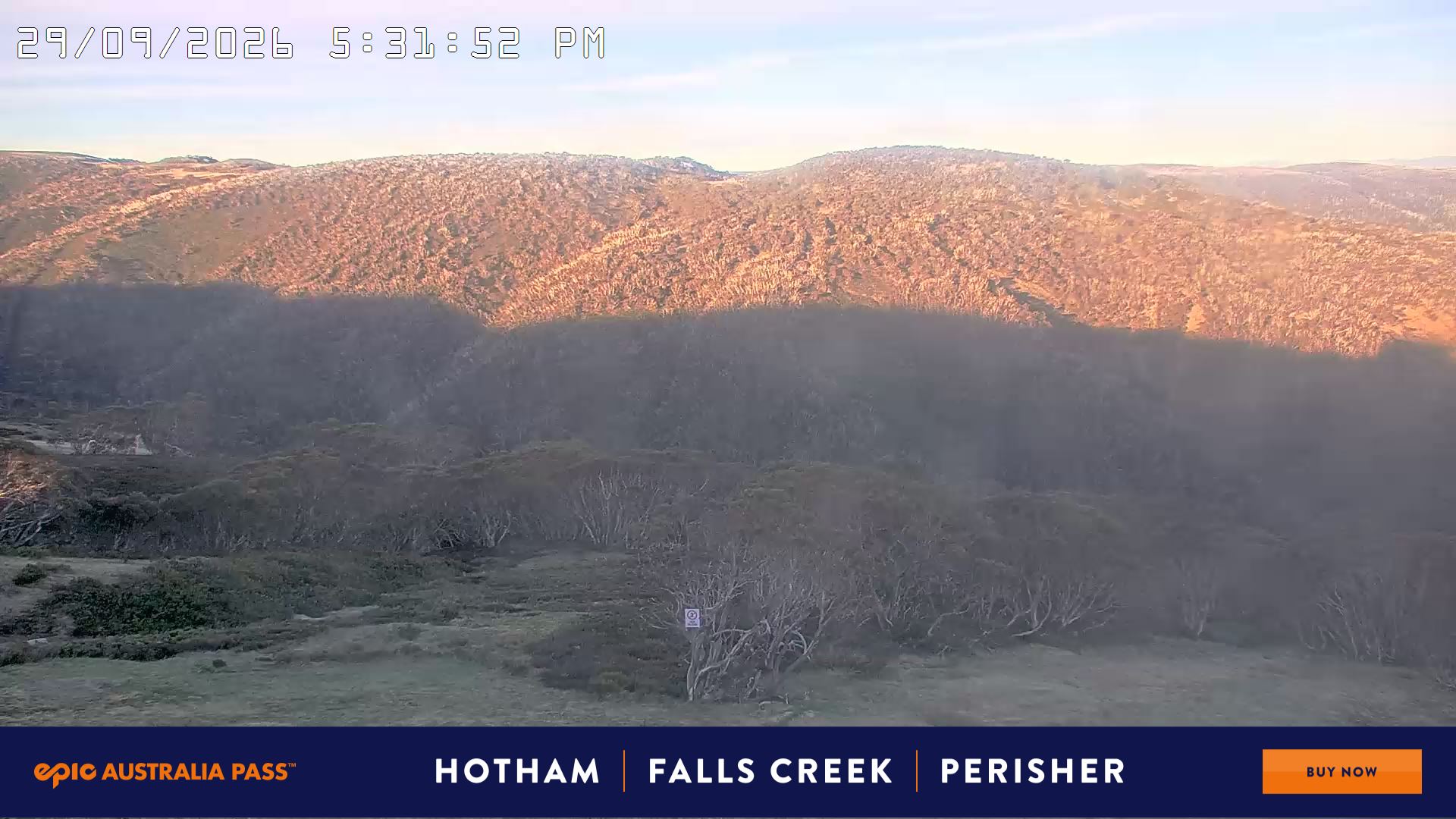 Mt Hotham Golden Point snow cam captured at 29 September 2026 at 5:37 pm AEST