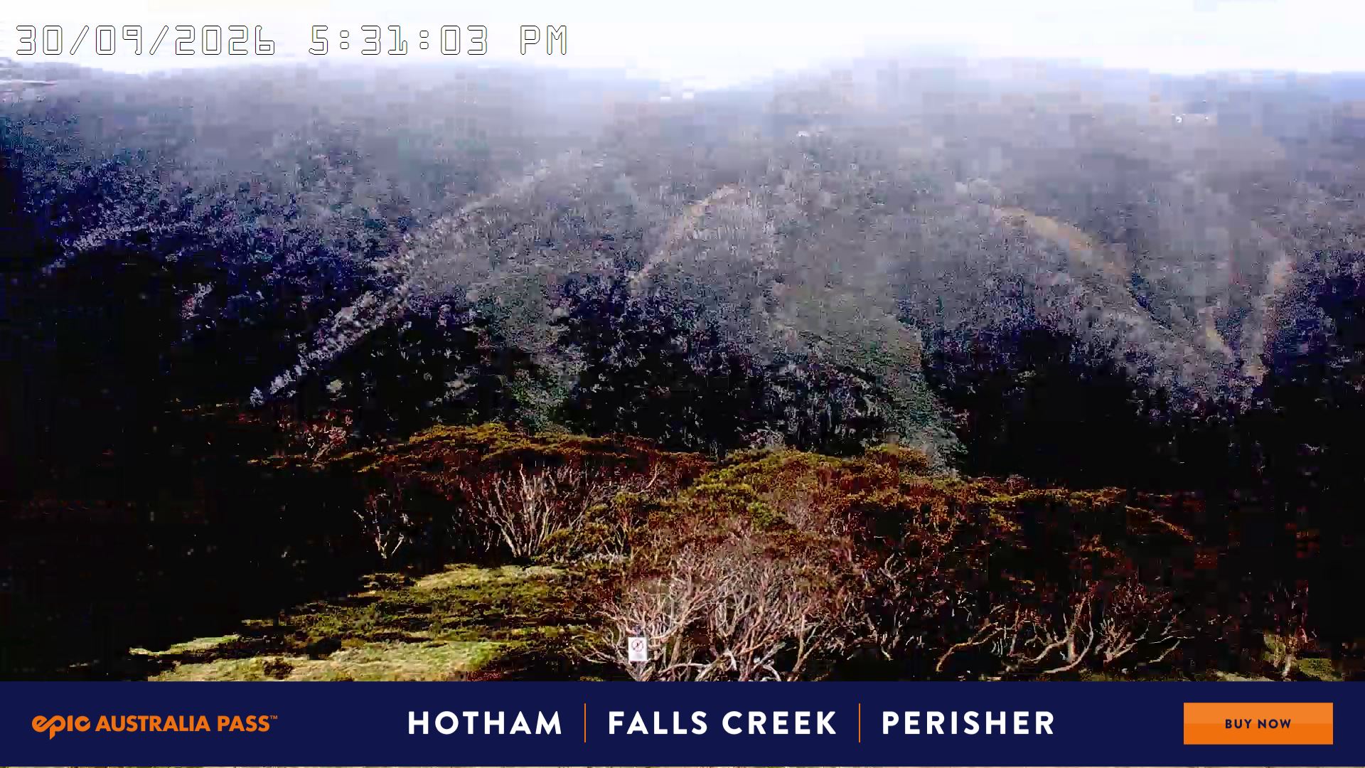Mt Hotham Golden Point snow cam captured at 30 September 2026 at 5:37 pm AEST