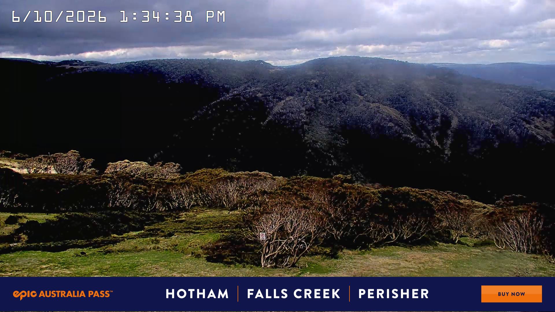 Mt Hotham Golden Point snow cam captured at 6 October 2026 at 1:44 pm AEDT