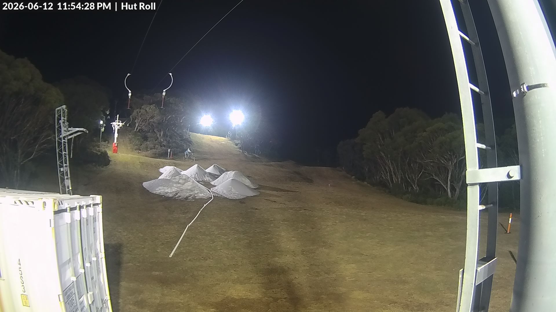 Mt Baw Baw Hut Roll snow cam captured at 12 June 2026 at 11:56 pm AEST