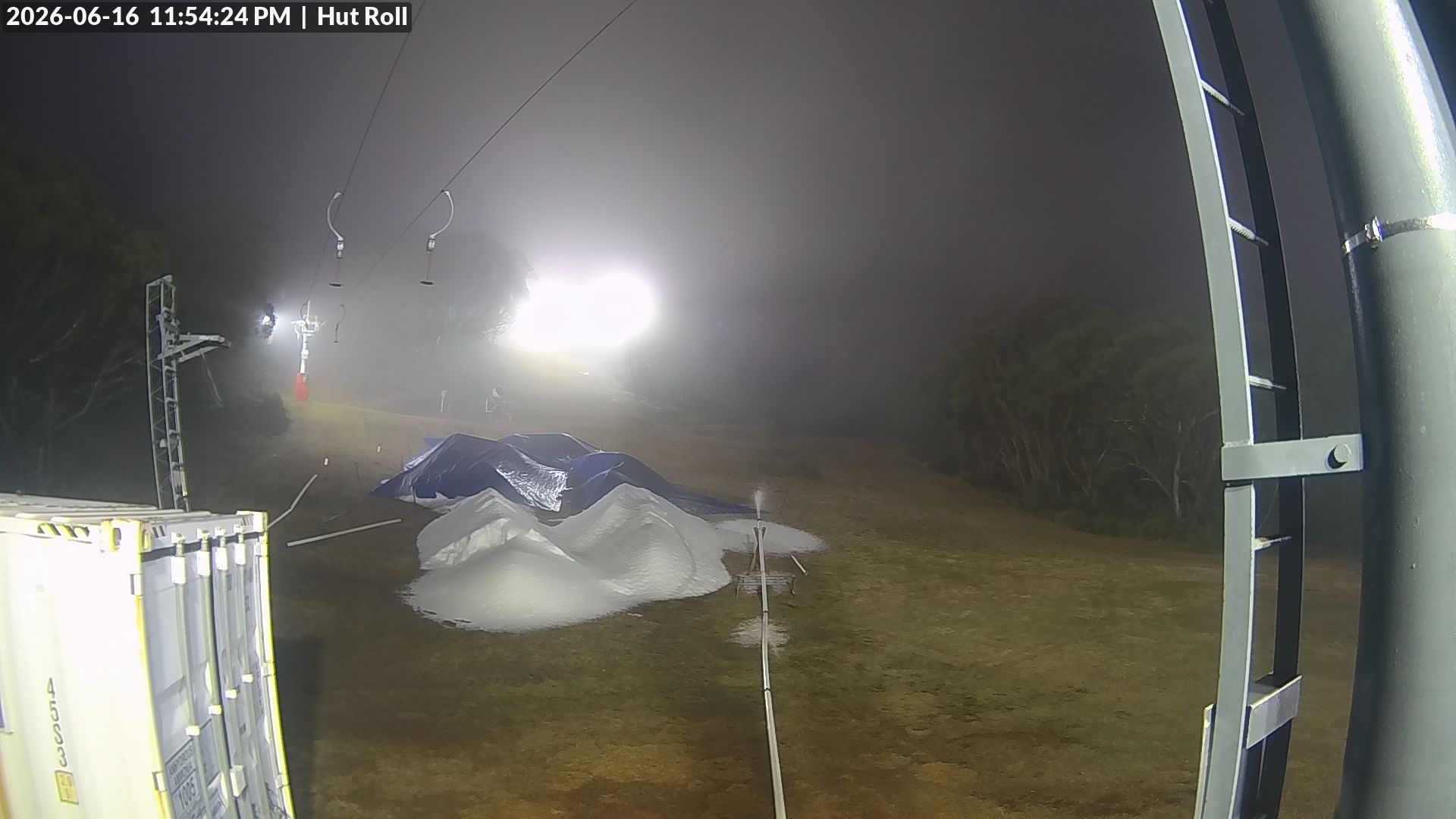 Mt Baw Baw Hut Roll snow cam captured at 16 June 2026 at 11:55 pm AEST