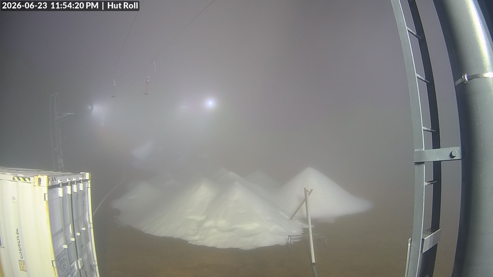 Mt Baw Baw Hut Roll snow cam captured at 23 June 2026 at 11:58 pm AEST