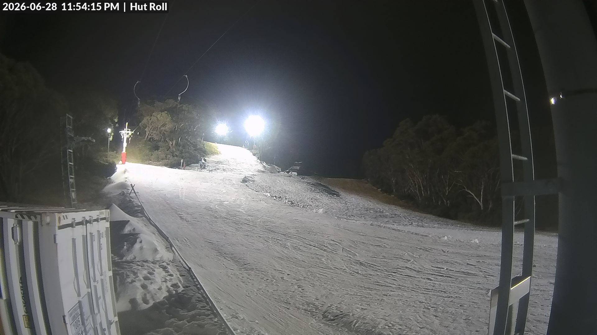 Mt Baw Baw Hut Roll snow cam captured at 28 June 2026 at 11:55 pm AEST