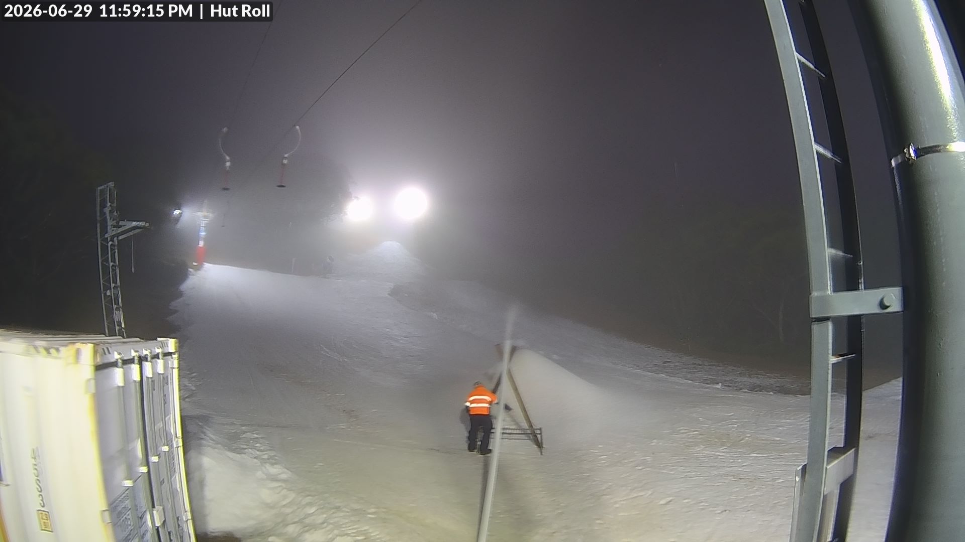 Mt Baw Baw Hut Roll snow cam captured at 29 June 2026 at 11:59 pm AEST
