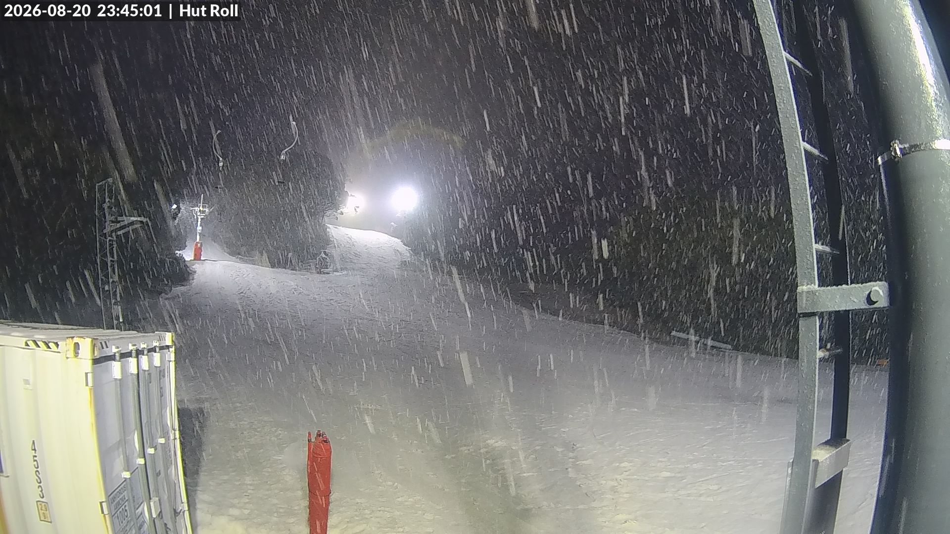 Mt Baw Baw Hut Roll snow cam captured at 20 August 2026 at 11:49 pm AEST