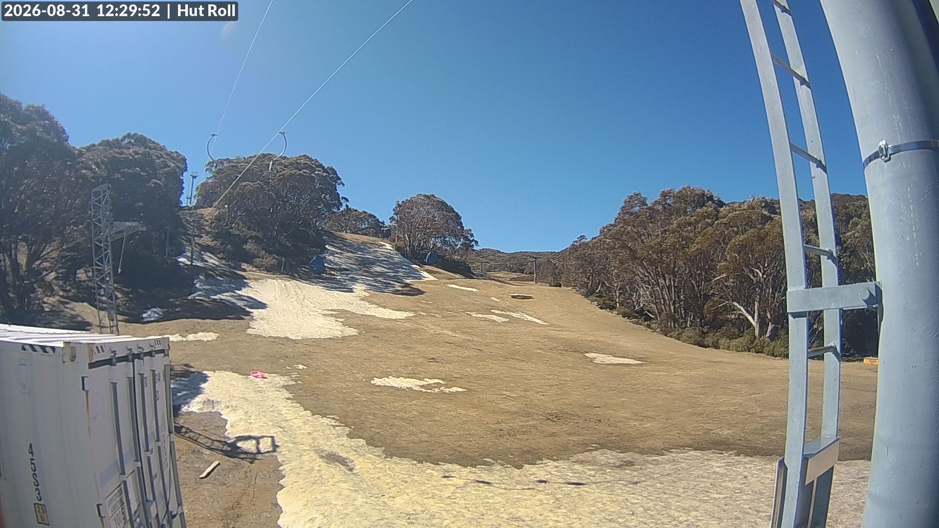 Mt Baw Baw Hut Roll snow cam captured at 31 August 2026 at 12:39 pm AEST