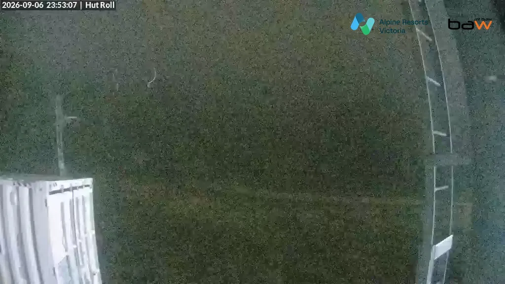 Mt Baw Baw Hut Roll snow cam captured at 6 September 2026 at 11:54 pm AEST