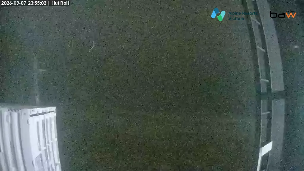 Mt Baw Baw Hut Roll snow cam captured at 7 September 2026 at 11:57 pm AEST