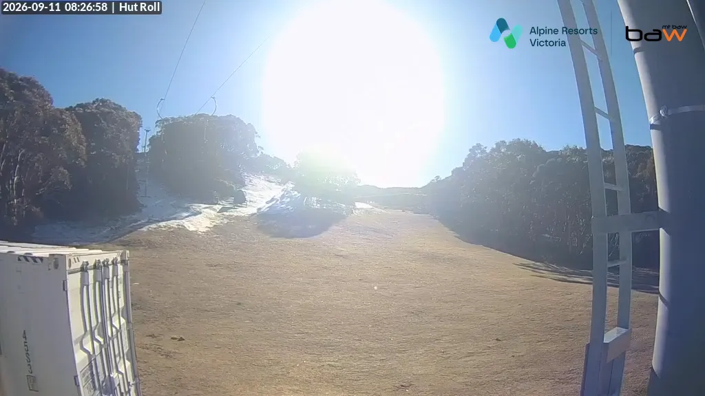 Mt Baw Baw Hut Roll snow cam captured at 11 September 2026 at 8:37 am AEST