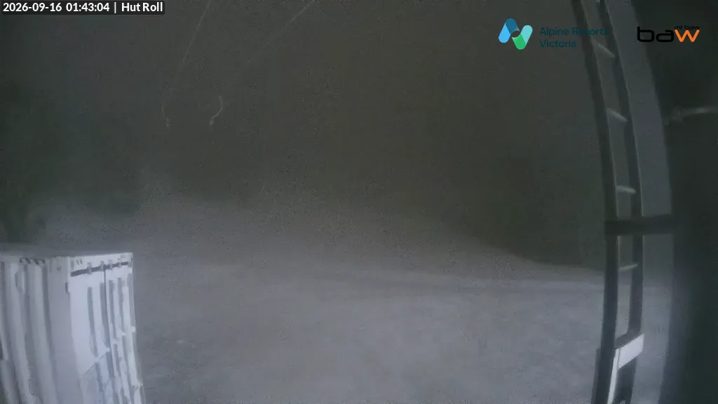 Mt Baw Baw Hut Roll snow cam captured at 16 September 2026 at 1:44 am AEST