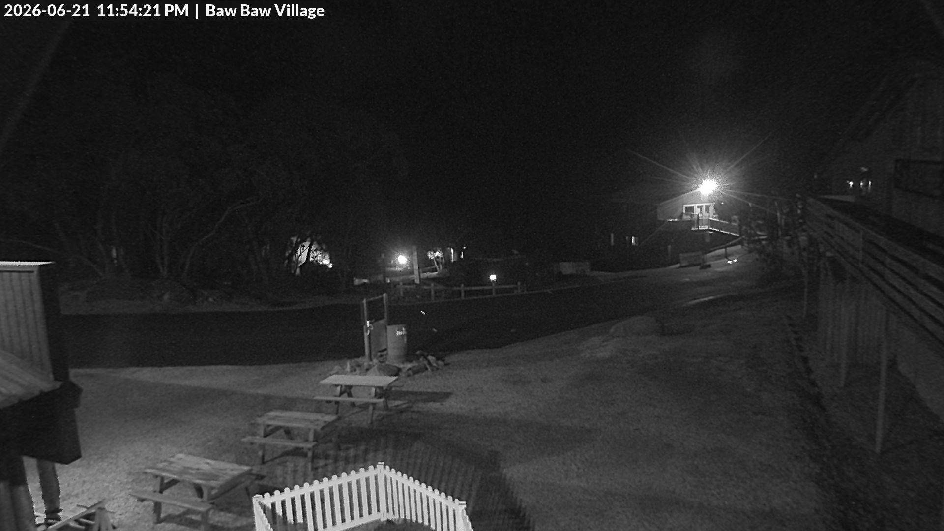 Mt Baw Baw Baw Baw Village snow cam captured at 21 June 2026 at 11:58 pm AEST