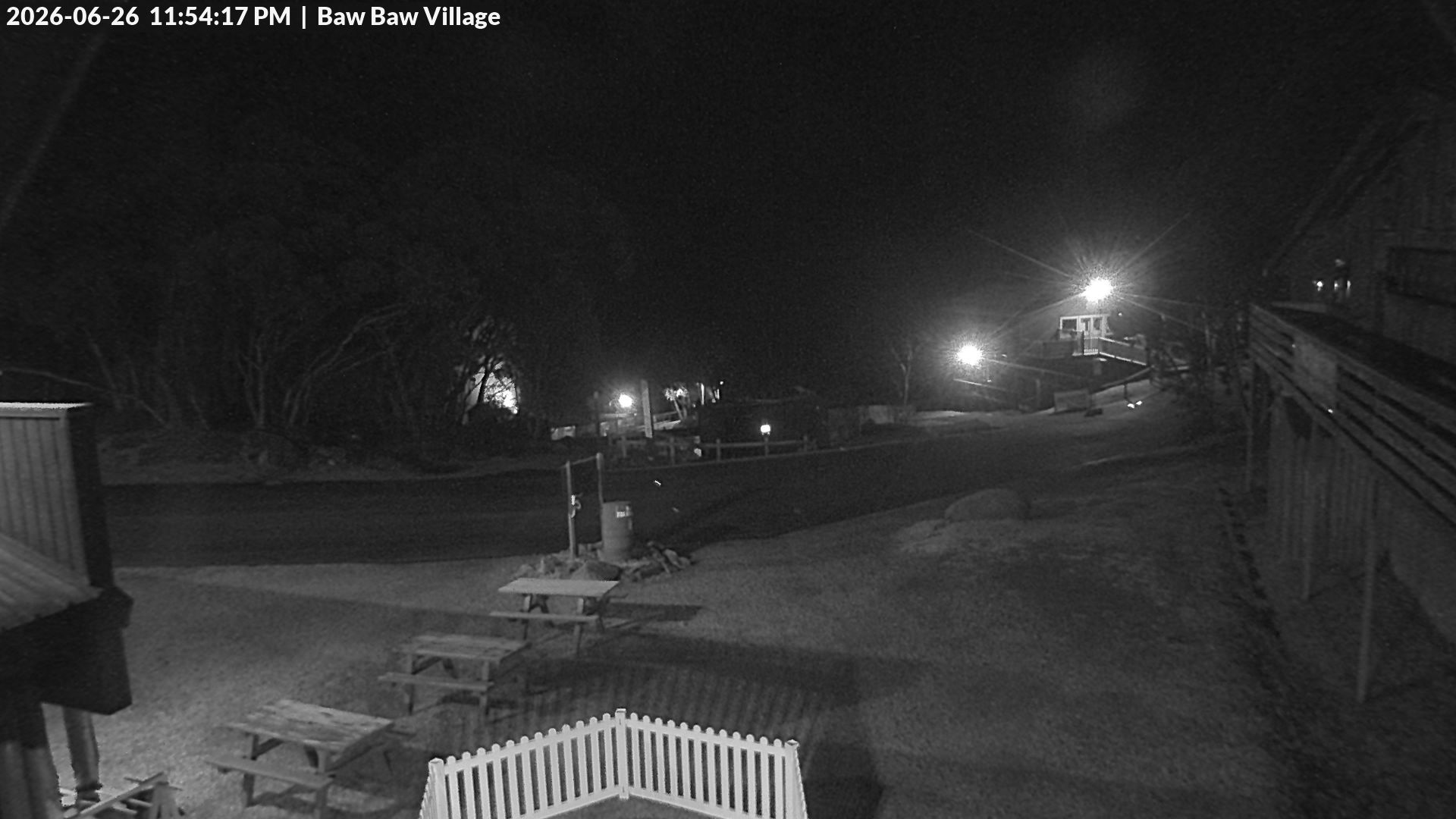 Mt Baw Baw Baw Baw Village snow cam captured at 26 June 2026 at 11:58 pm AEST