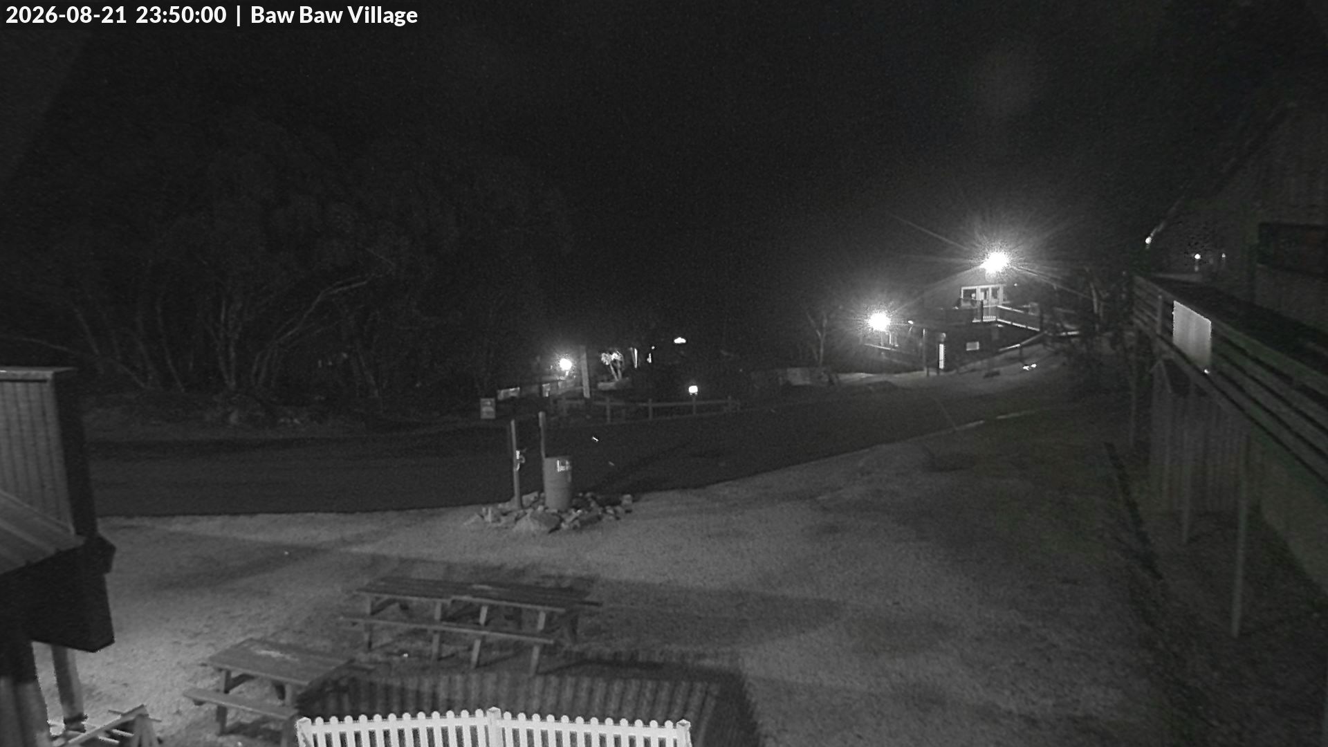 Mt Baw Baw Baw Baw Village snow cam captured at 21 August 2026 at 11:50 pm AEST
