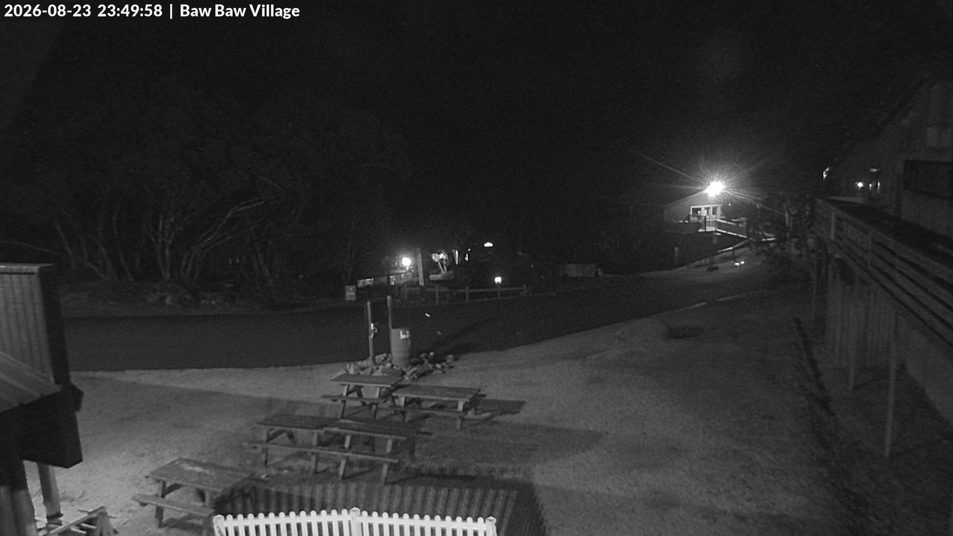 Mt Baw Baw Baw Baw Village snow cam captured at 23 August 2026 at 11:52 pm AEST