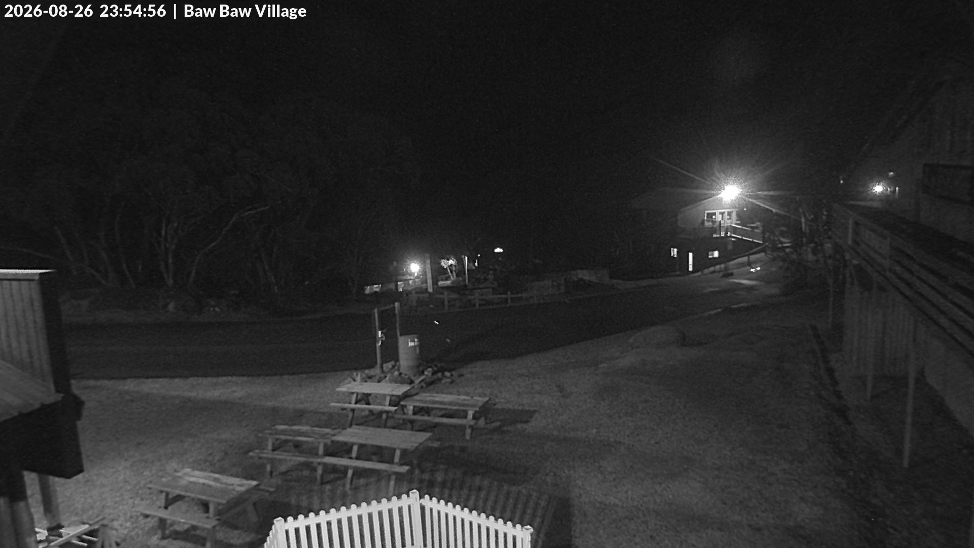 Mt Baw Baw Baw Baw Village snow cam captured at 26 August 2026 at 11:55 pm AEST