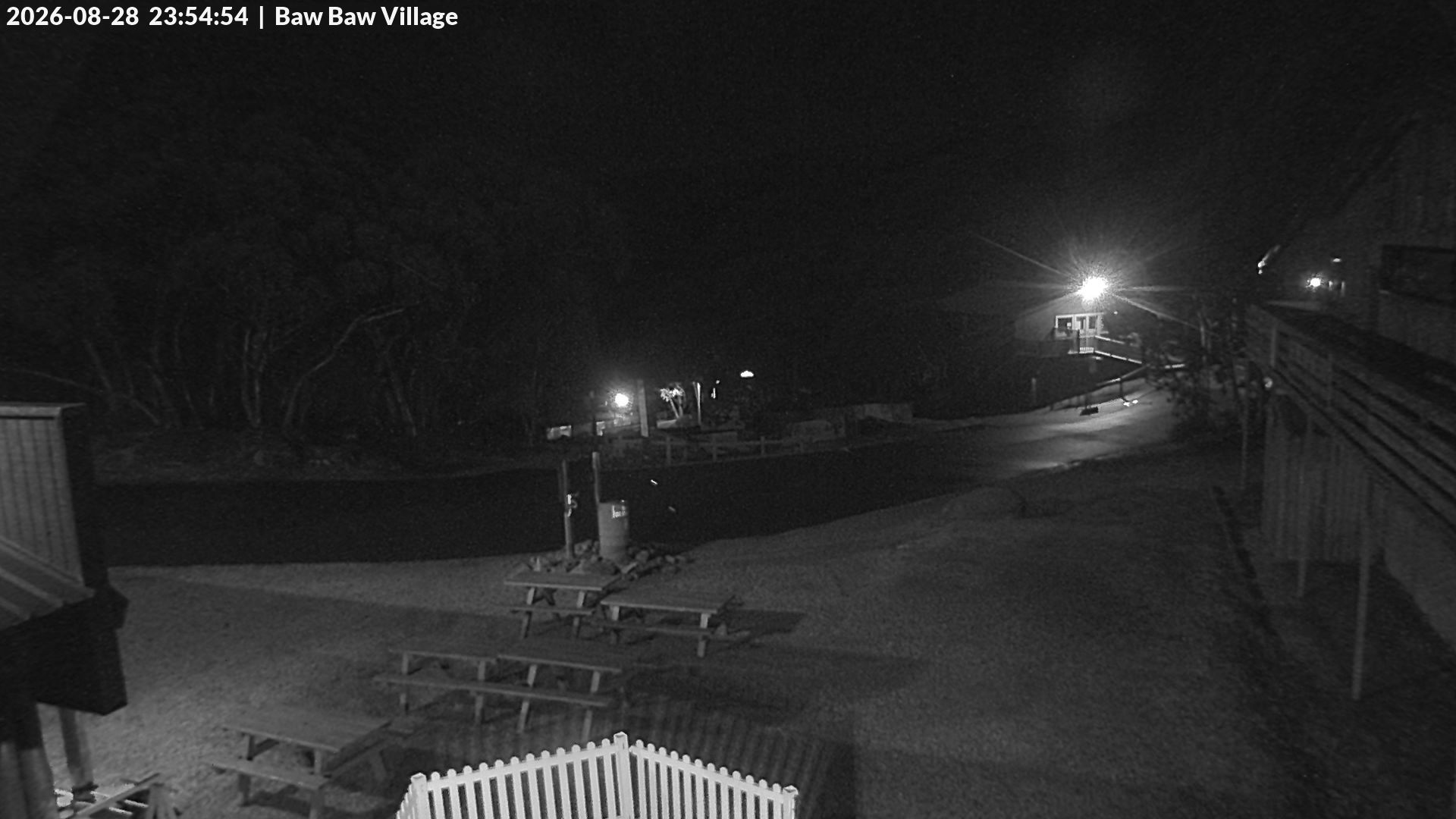 Mt Baw Baw Baw Baw Village snow cam captured at 28 August 2026 at 11:57 pm AEST