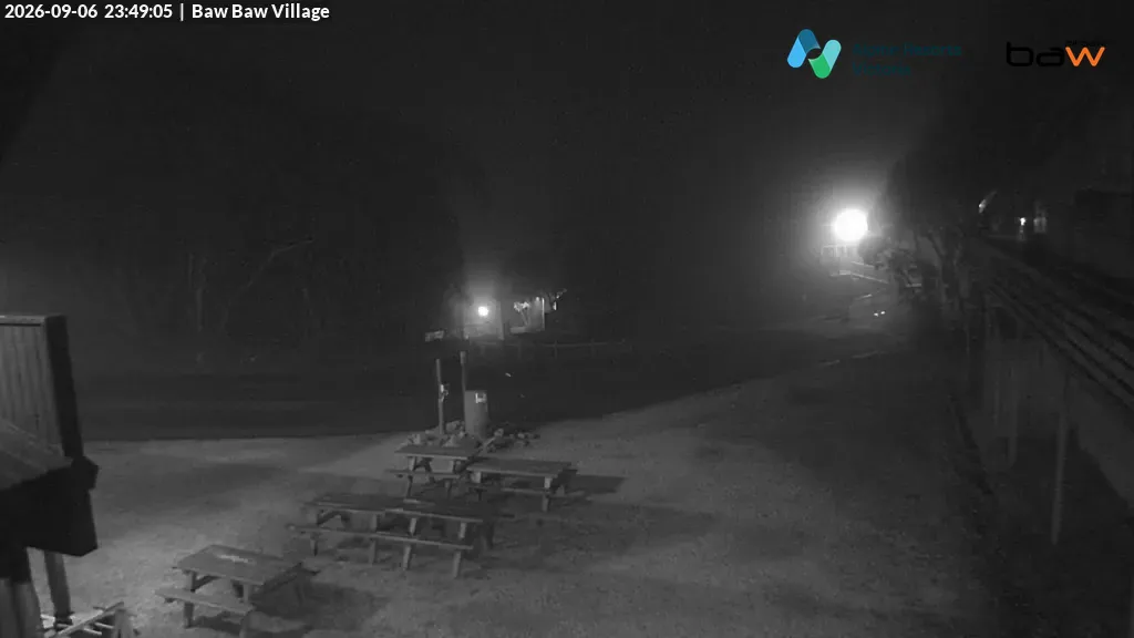 Mt Baw Baw Baw Baw Village snow cam captured at 6 September 2026 at 11:50 pm AEST