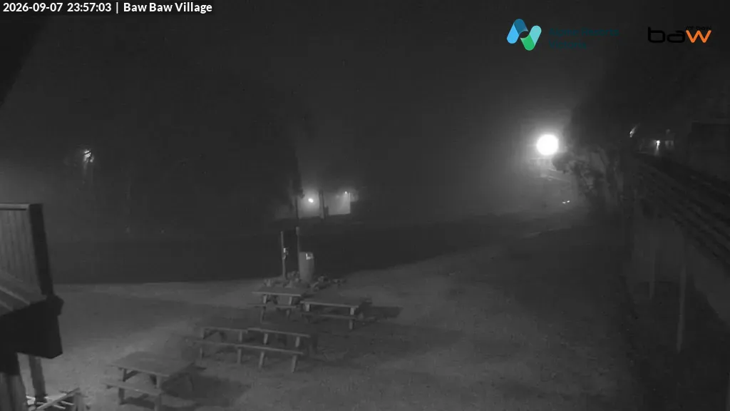 Mt Baw Baw Baw Baw Village snow cam captured at 7 September 2026 at 11:59 pm AEST