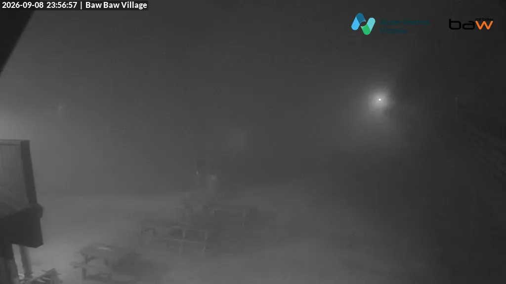 Mt Baw Baw Baw Baw Village snow cam captured at 8 September 2026 at 11:58 pm AEST