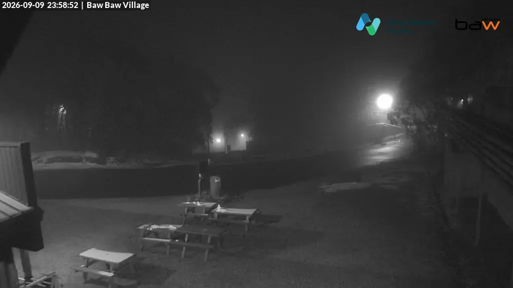 Mt Baw Baw Baw Baw Village snow cam captured at 9 September 2026 at 11:59 pm AEST