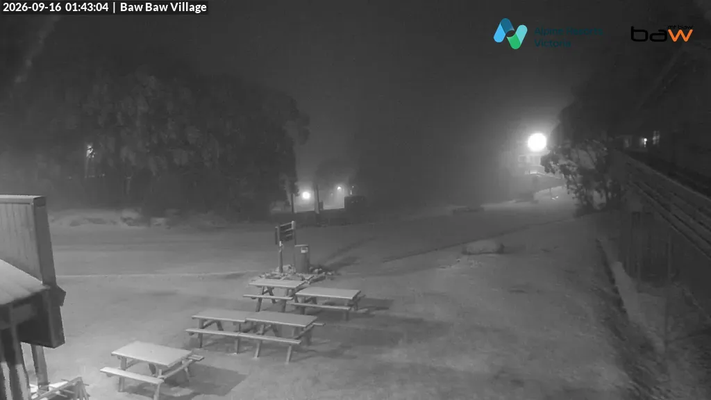 Mt Baw Baw Baw Baw Village snow cam captured at 16 September 2026 at 1:44 am AEST